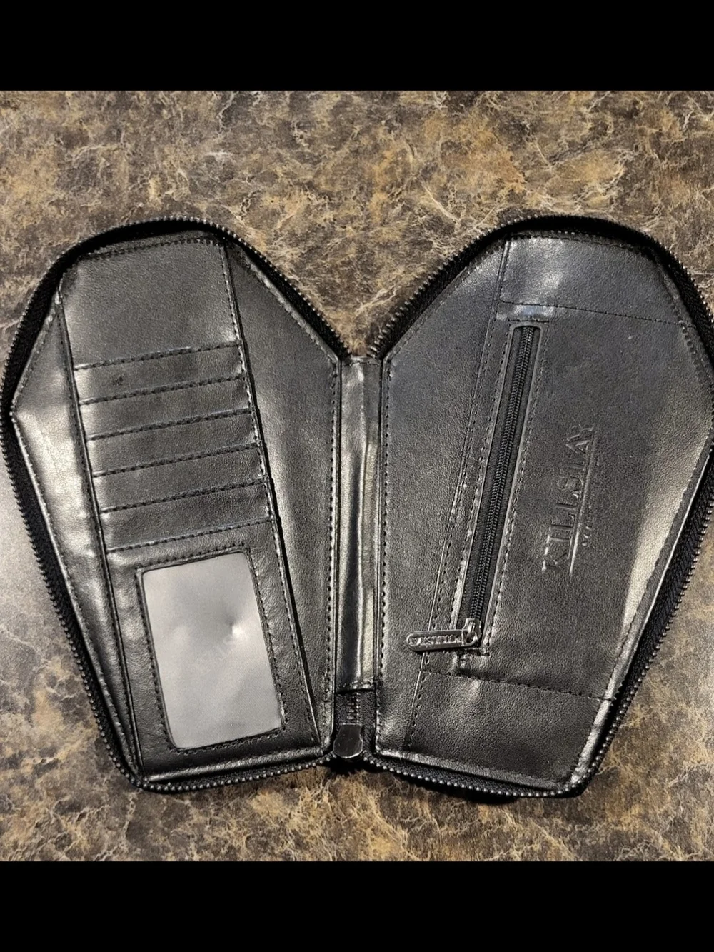 Killstar Black Coffin Zip Pouch with Embossed Pentagram